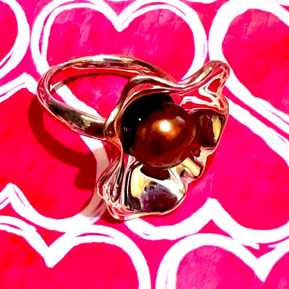 HG Flower Form and Pearl Ring